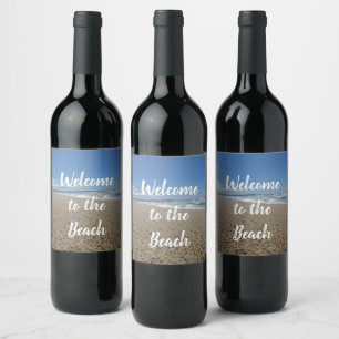 Beach House Surf Sand Pacific Coast Gast Willkomme Weinetikett