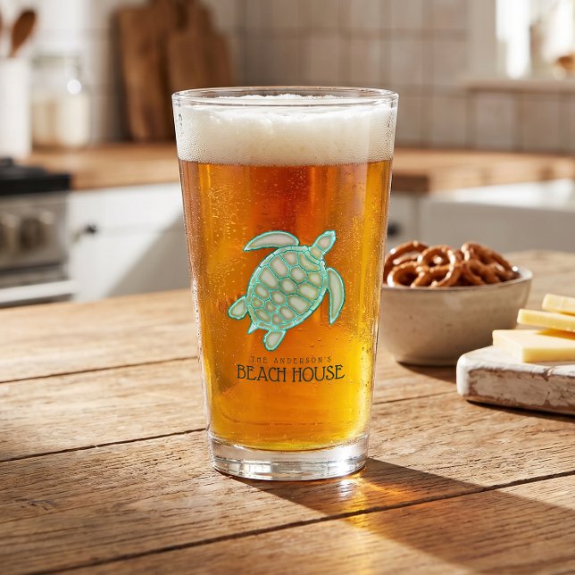 Beach House Turtle Aqua Blue ID623 Glas (Von Creator hochgeladen)