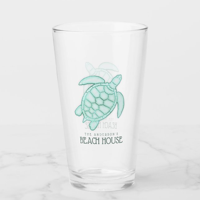 Beach House Turtle Aqua Blue ID623 Glas (Vorderseite)