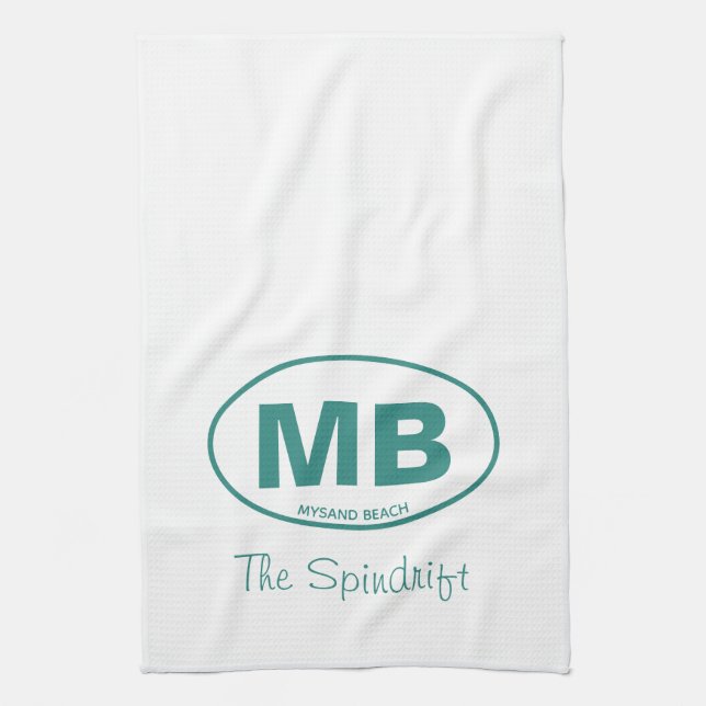 Beach House Two Letter Oval Hütte Script Geschirrtuch (Vertikal)