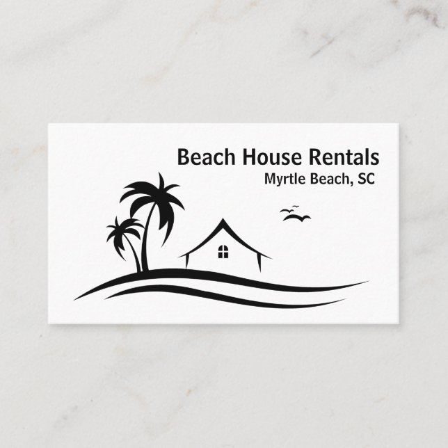 Beach House Urlaub Miete minimalistisch Visitenkarte (Vorderseite)