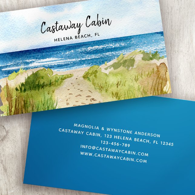 Beach House Vacation Rental Business Card Visitenkarte (Von Creator hochgeladen)
