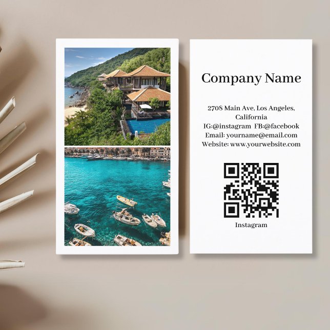 Beach House Vacation Rental Custom Picture QR Code Visitenkarte (Von Creator hochgeladen)