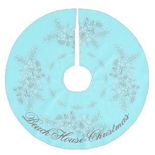 Beach House Weihnachts-Hibiskus Swag Mutes Polyester Weihnachtsbaumdecke