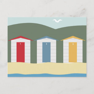 BEACH HOUSES ART POSTCARDS FEIERTAGSPOSTKARTE