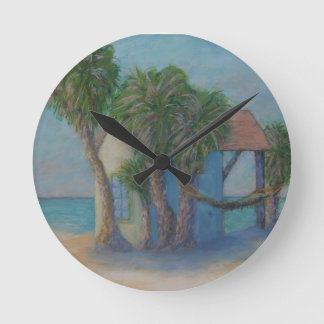 BEACH HUT Wall Clock Runde Wanduhr