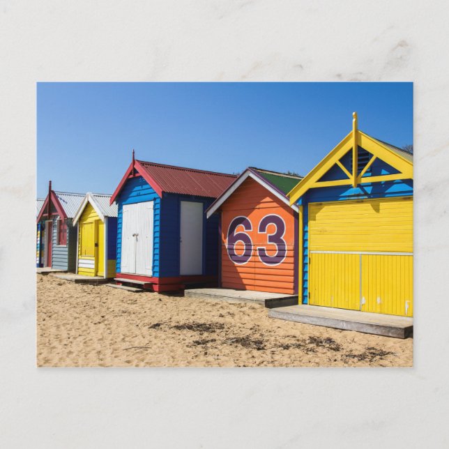 Beach Huts By The Sea Postcard Postkarte (Vorderseite)