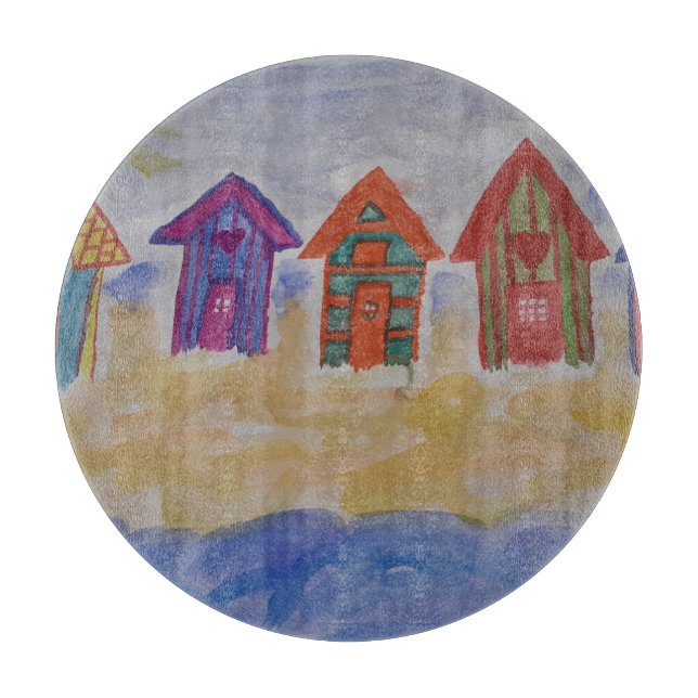 Beach Huts Chopping Board Schneidebrett (Vorderseite)
