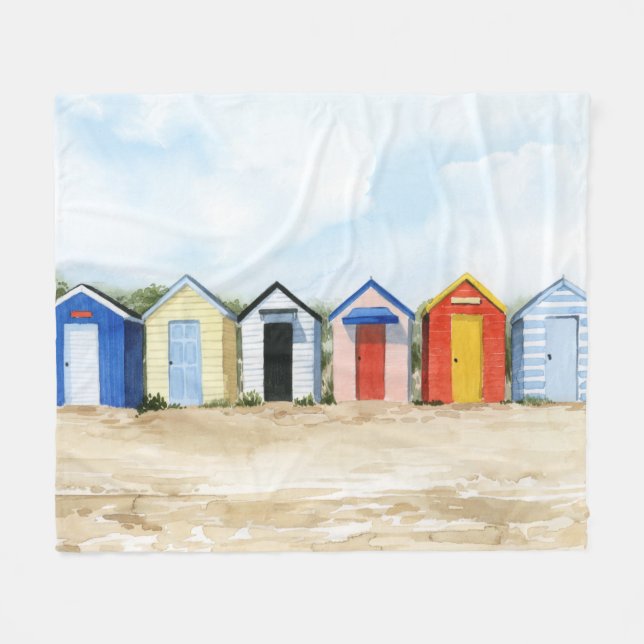 Beach Huts I Fleecedecke (Vorderseite (Horizontal))