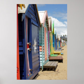 Beach Huts Melbourne Side Poster