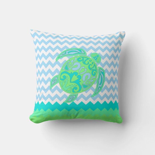 Beach Hütte Ocean Turtle Accent Pillow Kissen (Vorderseite)