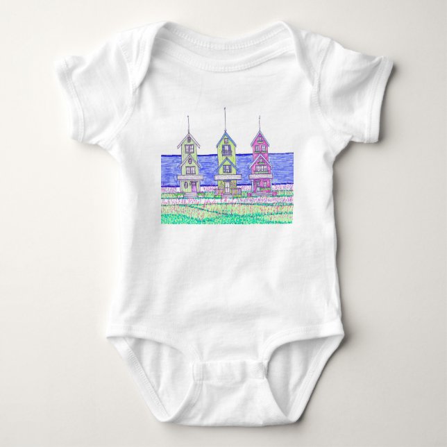 Beach Hütte Trio Baby One Piece Strampler (Vorderseite)