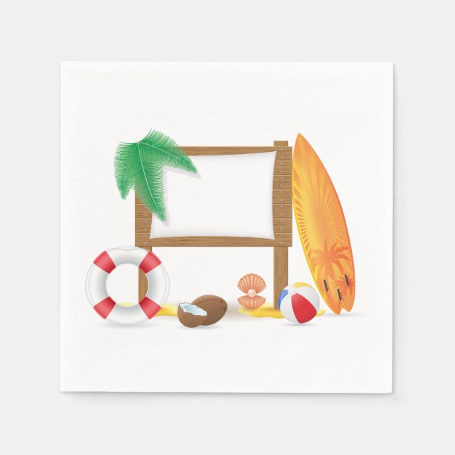 Beach Icons Paper Napkins Serviette (Vorderseite)