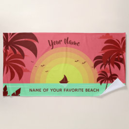 Beach Illustration benutzerdefinierte Text Strand  Strandtuch