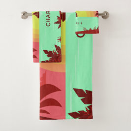 Beach Illustration individuelle Name Handtuch Set