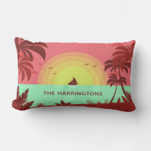 Beach Illustration individuelle Name werfen Kissen