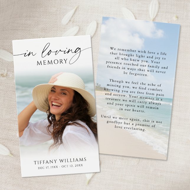 Beach In Loving Memory Photo Sympathy Prayer Card (Von Creator hochgeladen)