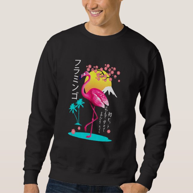 Beach Island Flamingo Vintag bestickte Flamingo Sweatshirt (Vorderseite)