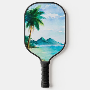 Beach Island Watercolor Pickleball Schläger