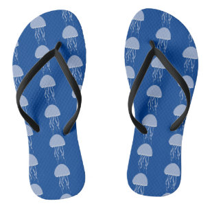 Beach Jelly Fishing Blue Pattern Flip Flops