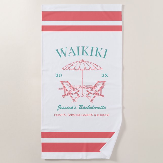 Beach Junggeselinnen-Abschied Gefallen Personalisi Strandtuch (Vorderseite)