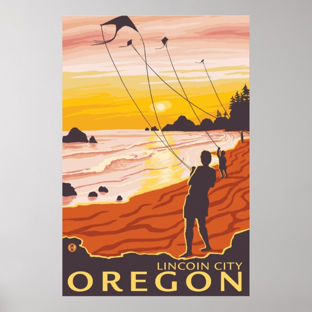 Beach & Kites - Lincoln City, Oregon Poster (Vorne)