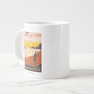 Beach & Kites - Moclips, Washington Jumbo-Tasse