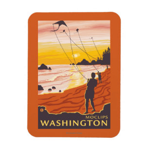Beach & Kites - Moclips, Washington Magnet