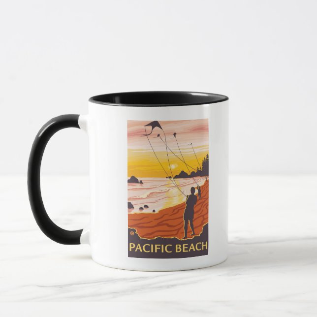 Beach & Kites - Pacific Beach, Washington Tasse (Links)