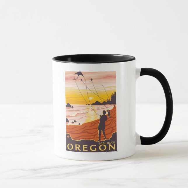 Beach & Kites - Siegel Rock, Oregon Tasse (Rechts)