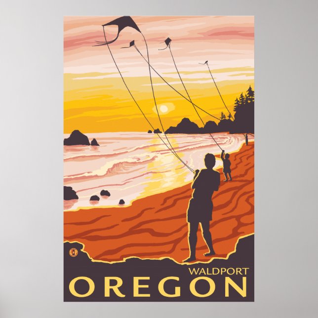 Beach & Kites - Waldport, Oregon Poster (Vorne)