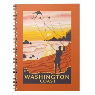Beach & Kites - Washington Coast Notizblock