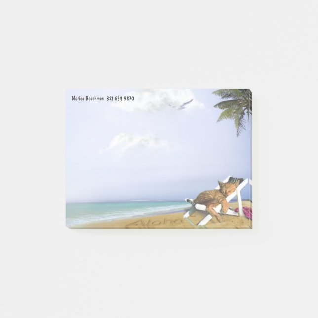 Beach Kitty (anpassbar) Post-it Klebezettel (Vorderseite)