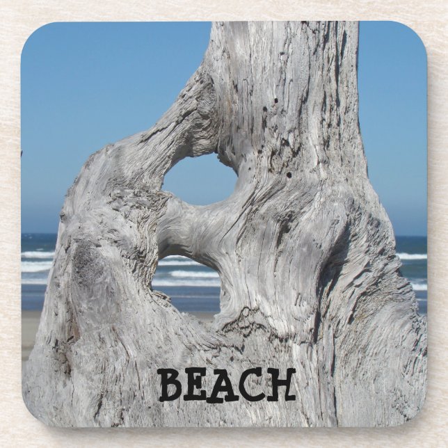 BEACH Kork Untersetzer Geschenk Blue Waves Driftwo (Vorderseite)