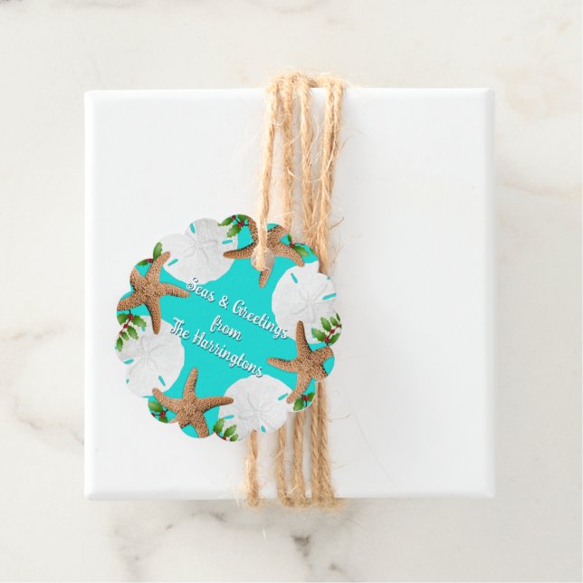 Beach Kranz Meer und Grüße Weihnachten Geschenkanhänger (Beispiel)