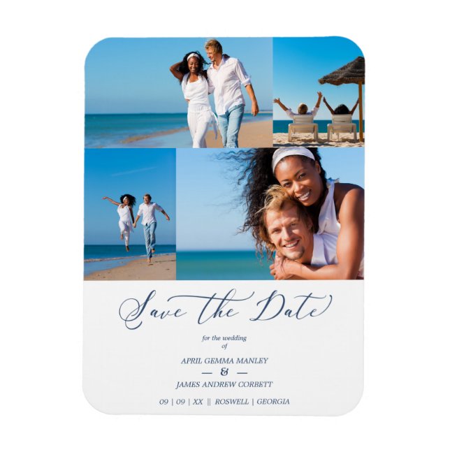 BEACH LEIME 4 Modern Pärchen Wedding Magnet (Vertikal)