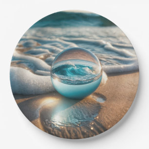 Beach Lens Ball mit Meereswelle Pappteller
