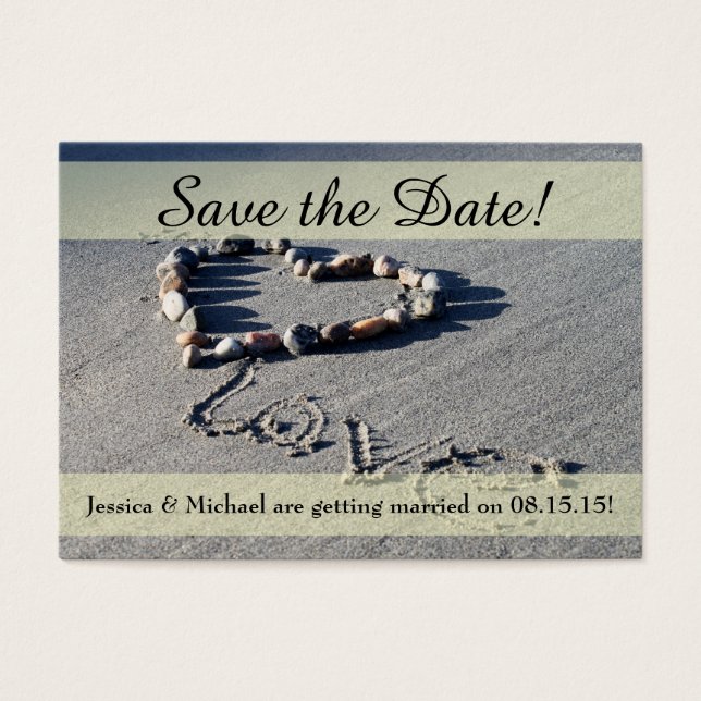 Beach Liebe Save the Date Visitenkarte (Vorderseite)