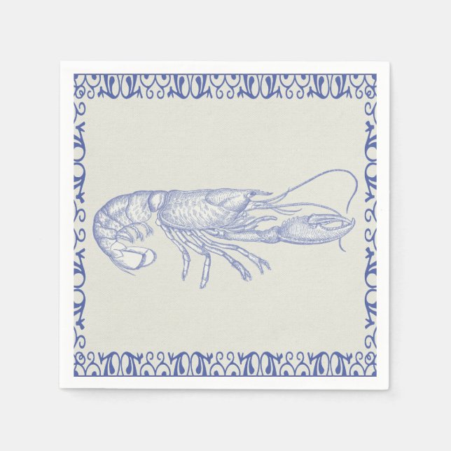 Beach Life Blue Lobster auf Cream Serviette (Vorderseite)