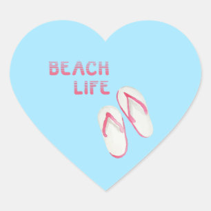 Beach Life Flip Flops Herz-Aufkleber