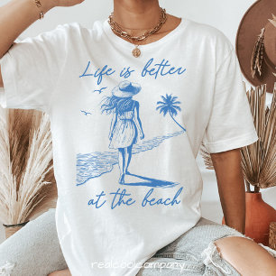 Beach Life Friedlich Walk Wasserfarben T - Shirt