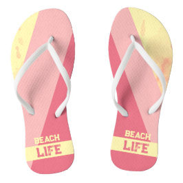 Beach Life - Geometrisches Happy Pink Yellow Flip Flops