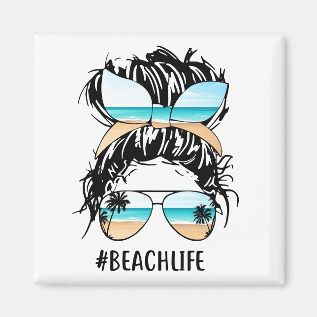 Beach Life Glam Lady Sonnenbrille Magnet (Vorne)