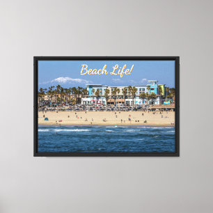 Beach Life! Huntington Beach mit schneebedeckten B Leinwanddruck