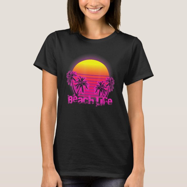 Beach Life Islands Electro Retro Sunset Liebe Cali T-Shirt (Vorderseite)