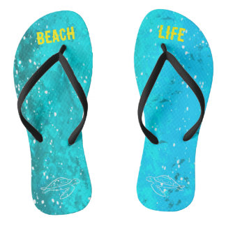 Beach Life Niedlich Blue Turtle Flip Flops