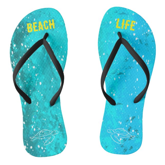 Beach Life Niedlich Blue Turtle Flip Flops (Fußbett)