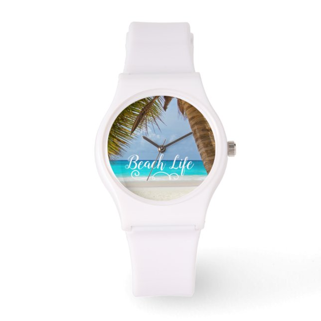 Beach Life Palm Tree Armbanduhr (Vorderseite)