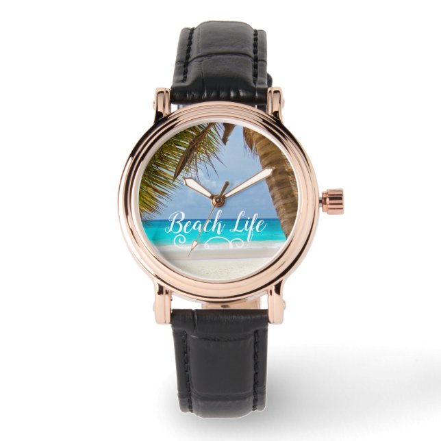 Beach Life Palm Tree Armbanduhr (Vorderseite)