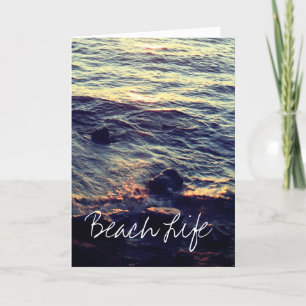 Beach Life Quotes Waves Ocean Sunset Water Landsch Feiertagskarte